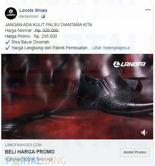 contoh iklan promosi penjualan barang sepatu