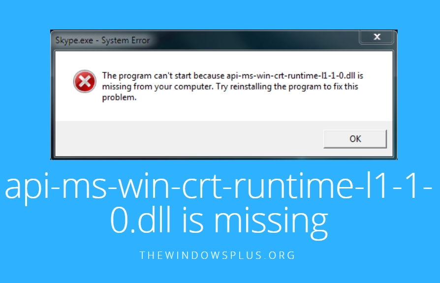 api-ms-win-crt-runtime-l1-1-0.dll is missing from your computer audacity