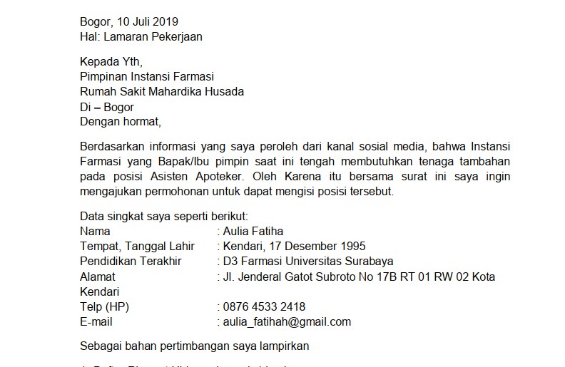 Download 43+ Contoh Surat Lamaran Kerja Menarik, Baik