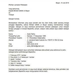 download : 5 contoh surat lamaran kerja guru bimbel doc