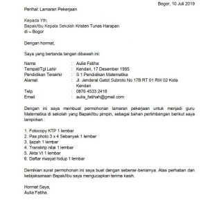 download : 5 contoh surat lamaran kerja guru smp doc / pdf