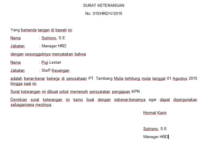 Download : 8 Contoh Surat Keterangan Kerja 2024 Doc / Pdf