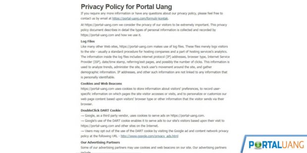 contoh kata kata privacy policy
