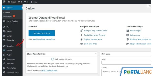 cara mengganti template wordpress dari download