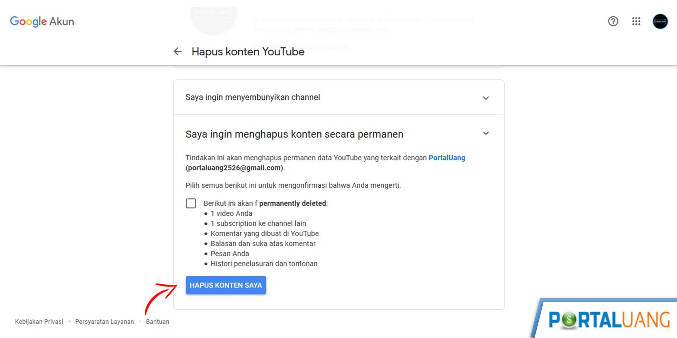 Cara Menghapus Channel Youtube
