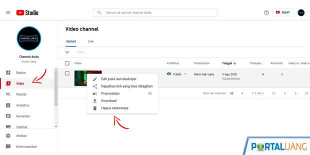 Cara Menghapus Video Di Youtube Milik Sendiri