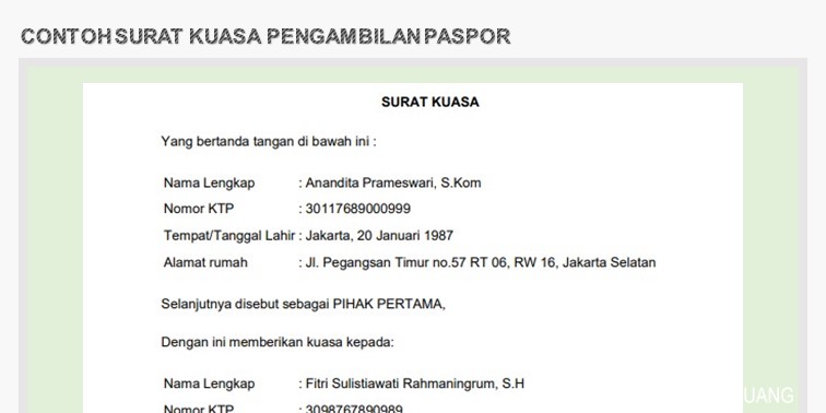 Surat Memberi Kuasa Pengambilan Paspor Konsuler Jenderal