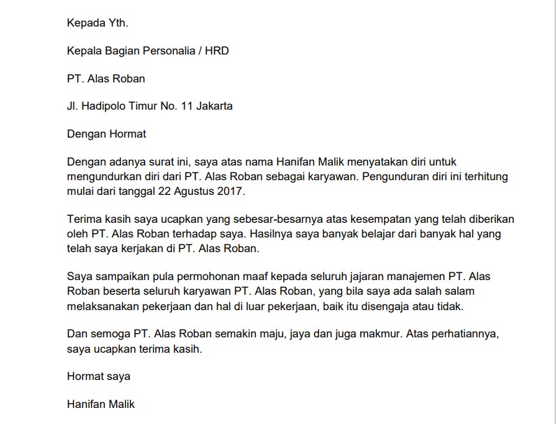 Download : 4 Contoh Surat Pengunduran Diri 2024 (Doc / Pdf)