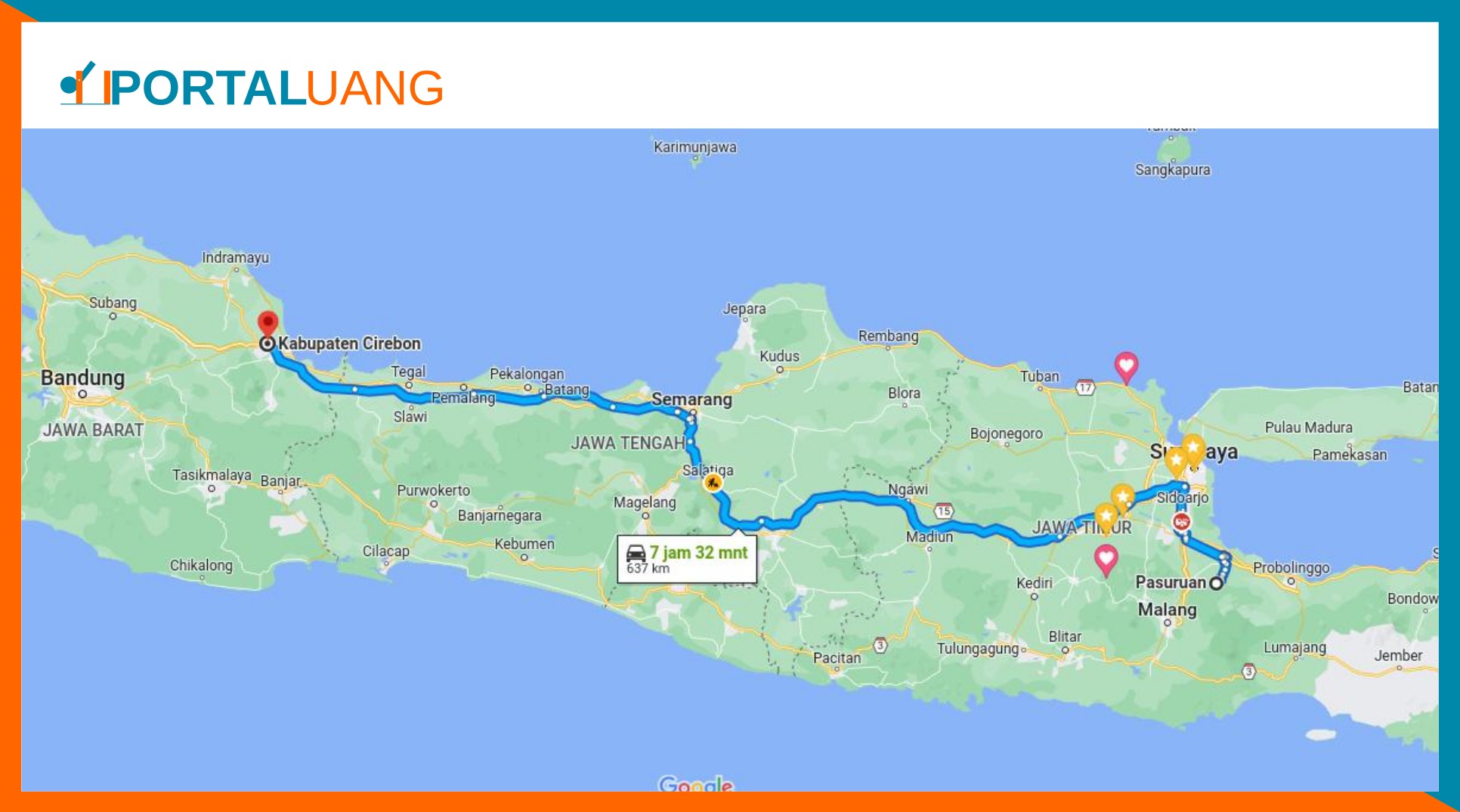 Pasuruan Cirebon Berapa Jam dan Berapa Kilo (km)?