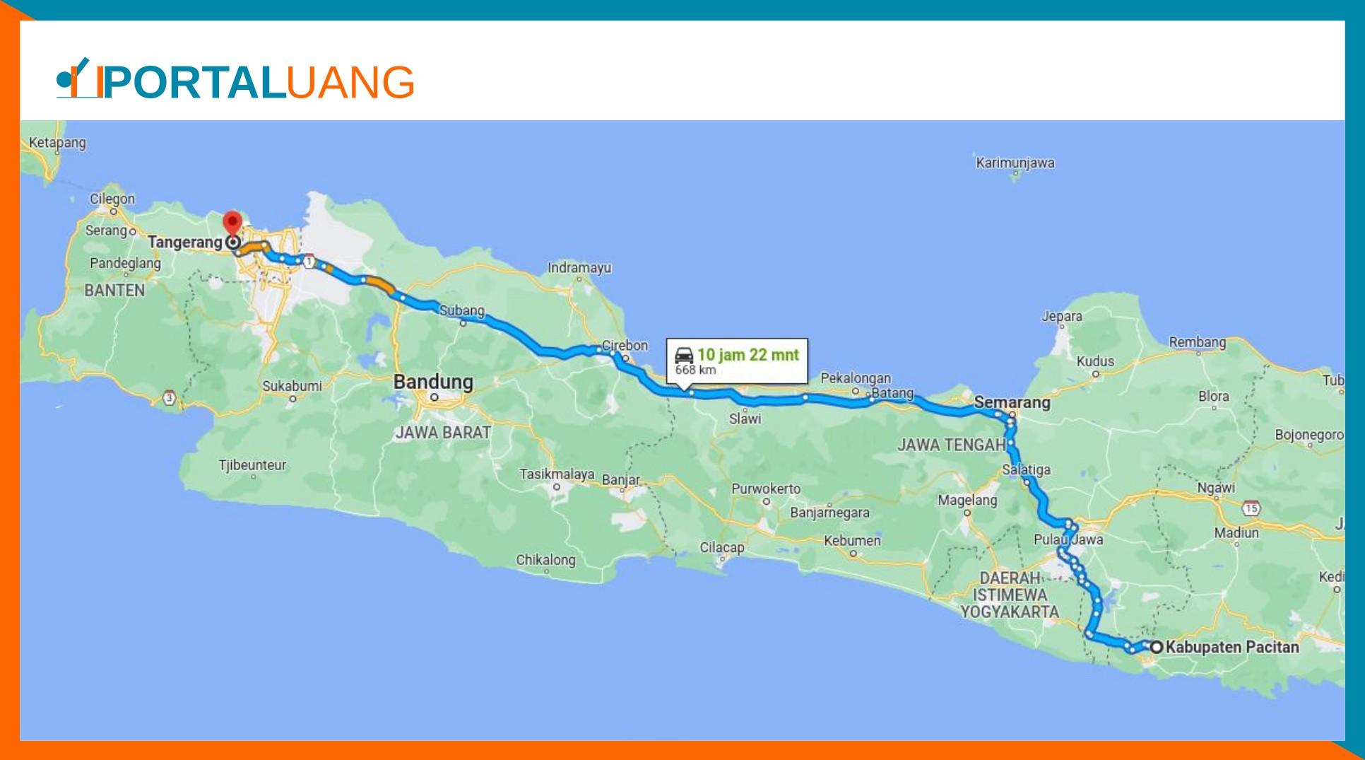 Pacitan Tangerang Berapa Jam Dan Berapa Kilo Km