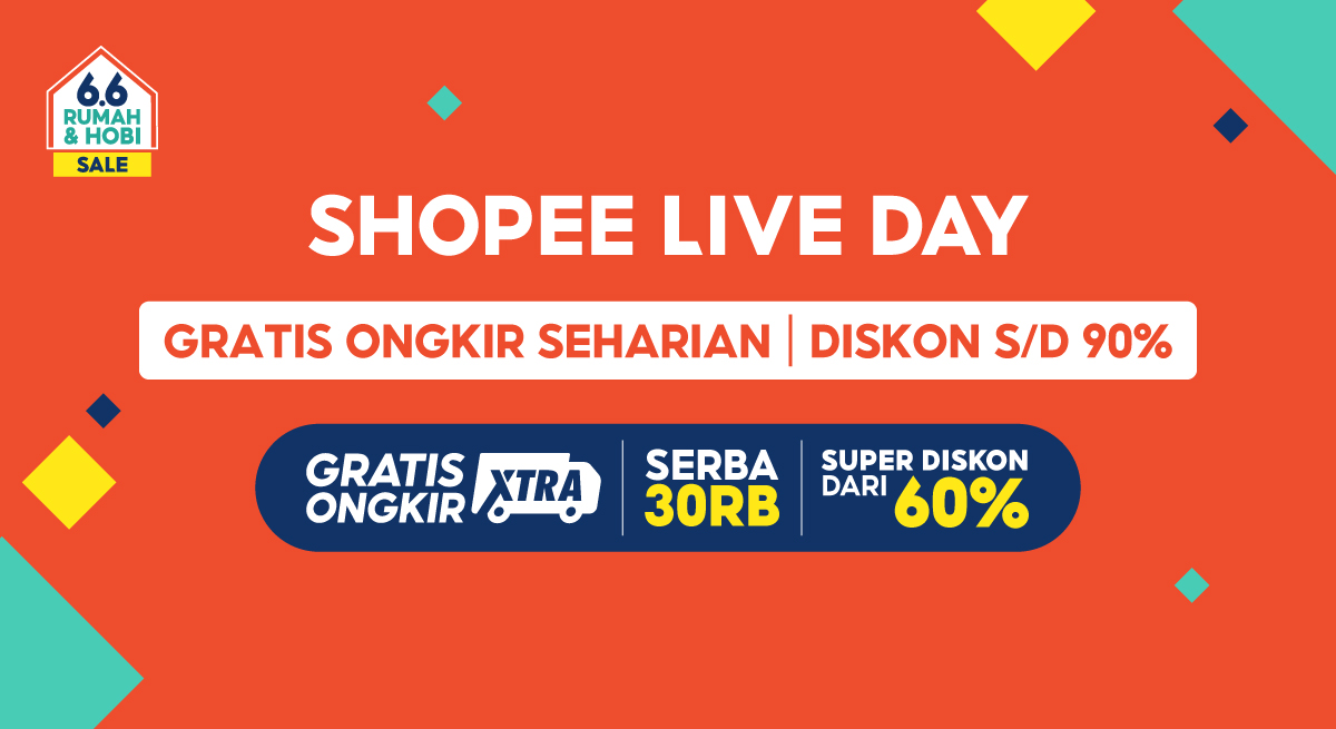 Super Diskon Dari 60% di Shopee 6.6 Rumah & Hobi Sale