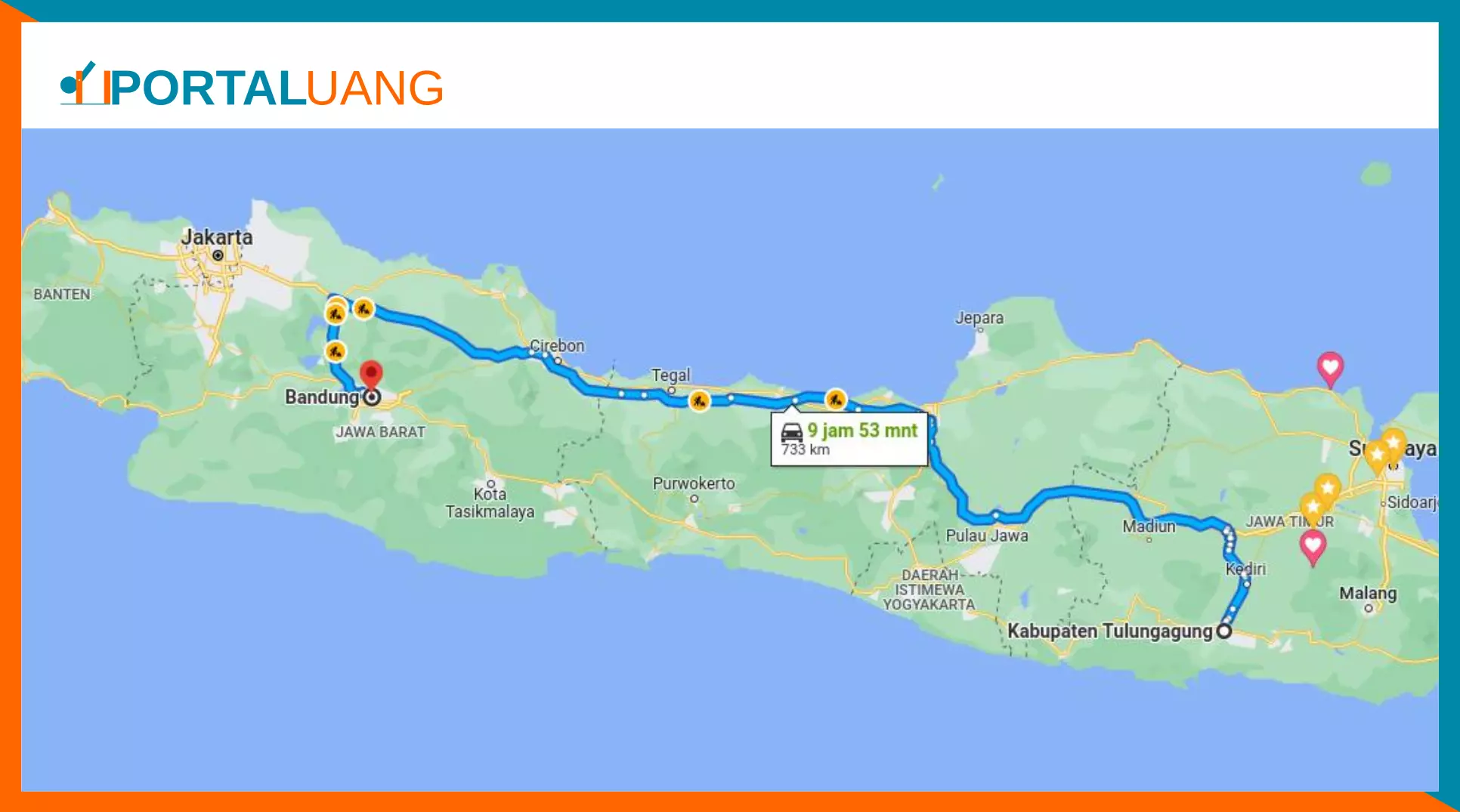 Tulungagung Bandung Berapa Jam dan Berapa Kilo (km)?