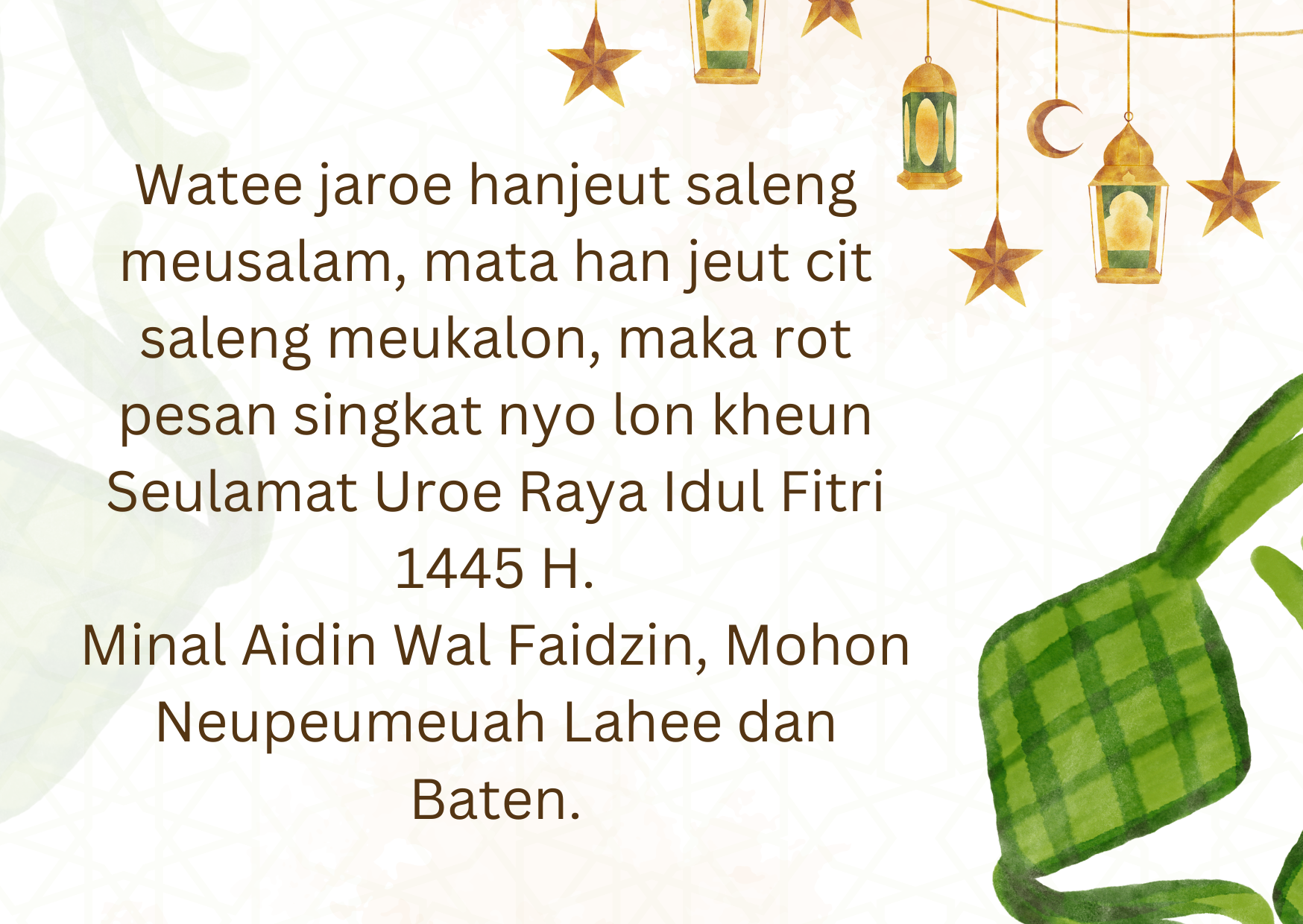 Ucapan 3 : Selamat Hari Raya Idul Fitri Bahasa Aceh Untuk SMS, WA, IG, atau FB